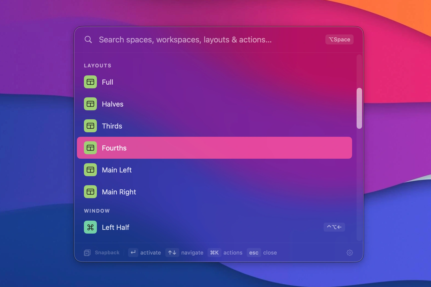 Command palette in action